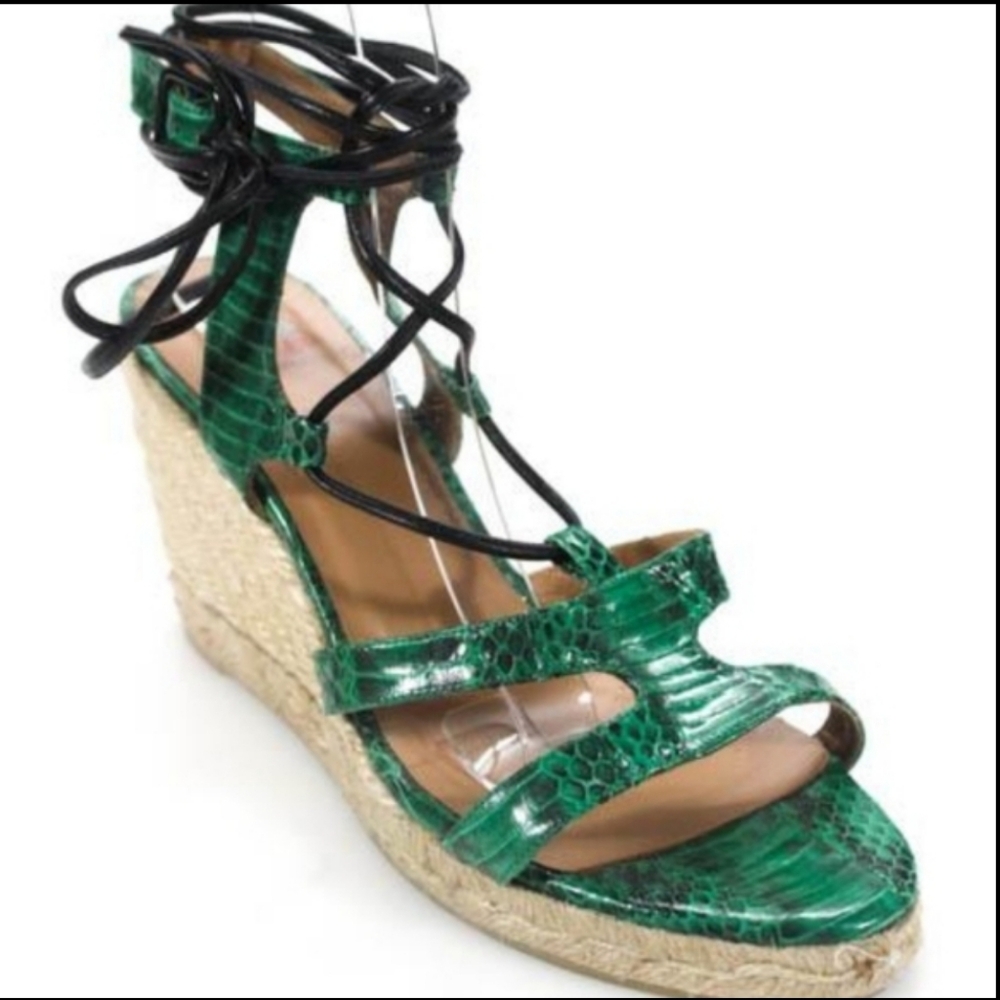 Castaner Green Wedge Sandals
